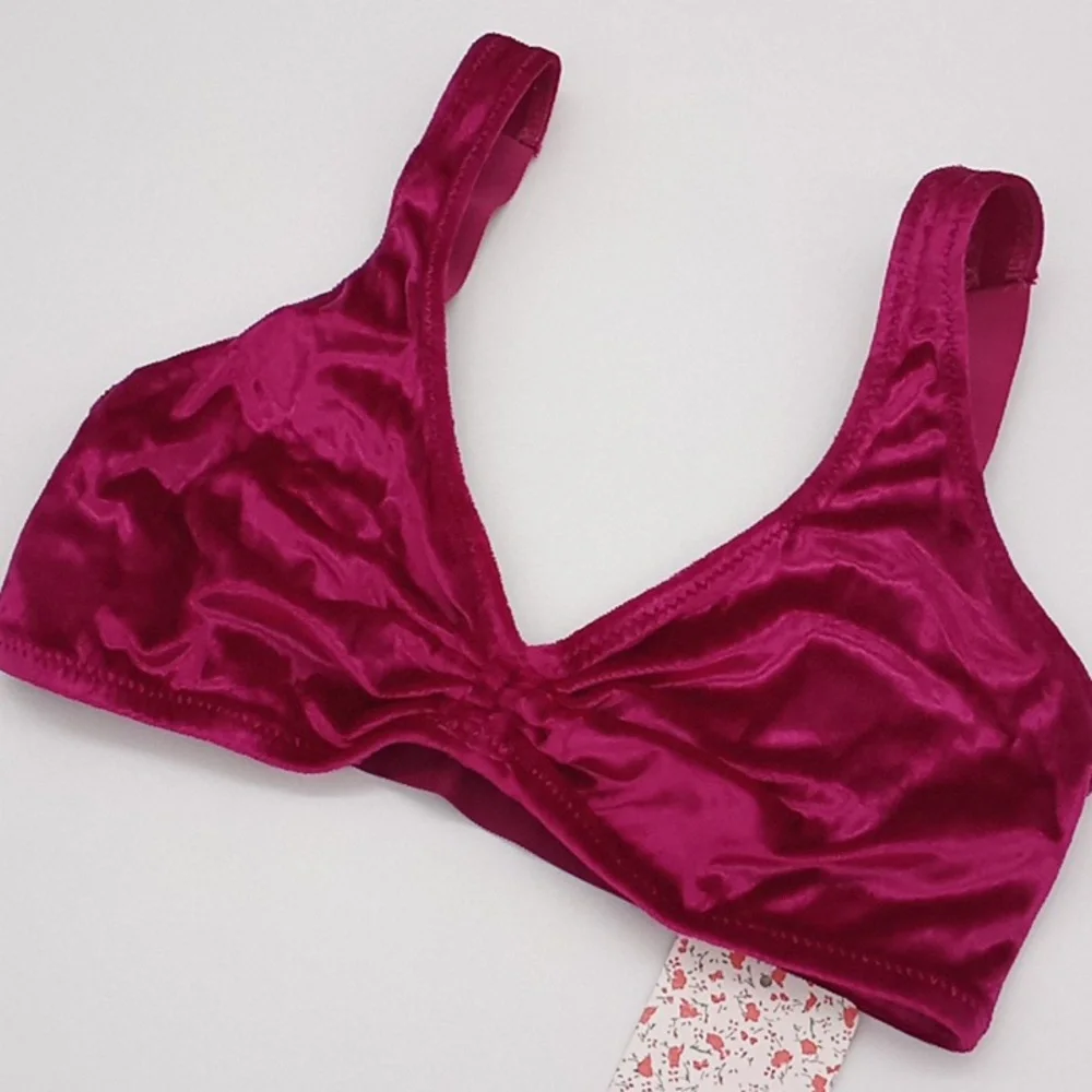 Free People Rhiannon Crushed Velvet Soft Bralette Fuschia Pink XS